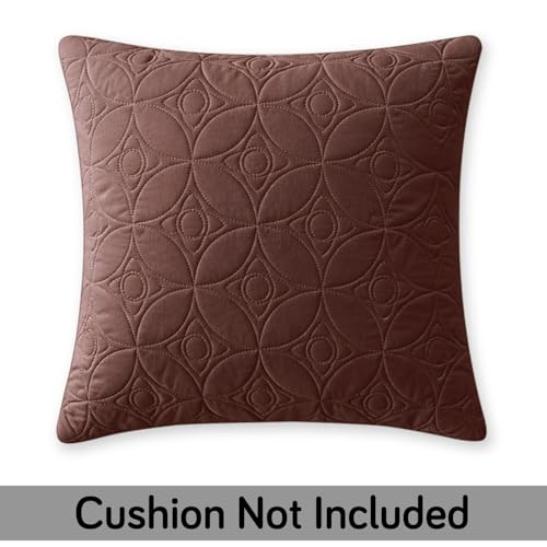 Image of HOKIPO 100% Leakproof Quilted Cushion Cover for Sofa 16x16 Inches, Set of 2, Chocolate Brown (AR-6280-BR*2)