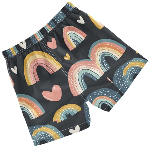 Pigsaly Boys Swim Trunks Rainbow Red Hearts Boys Board Shorts Swimsuit Swimwear Summer Bathing Suit 3T2