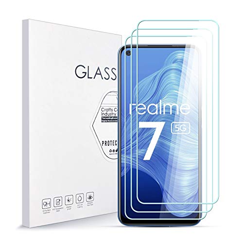 Asoway Protector de Pantalla para Realme 7  Dureza 9H A Prueba de Rayones Protector de Pantalla de Vidrio Templado [3 Piezas] Borde Redondeado 2.5D, Fácil de Instalar,Soporte de Prensa 3D Cover