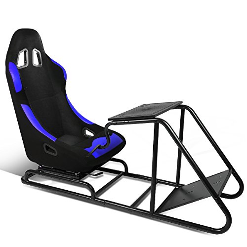 Bucket Racing Seat Simulator + Adjustable Seat Slider & Steering Wheel