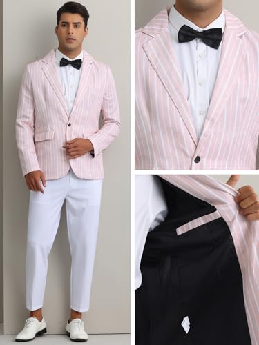 Lars Amadeus Striped Blazers for Men's One Button Slim Fit Contrasting Color Suit Jacket Business Stripe Sports Coats4
