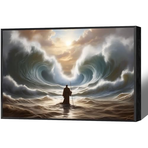 Moses Parting the Red Sea Exodus Painting Old Testament Art