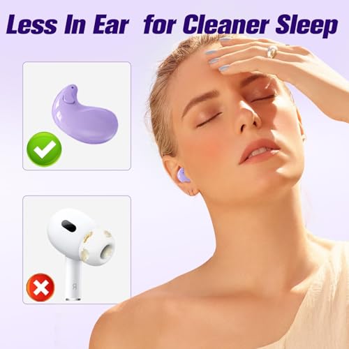 Image of Purple Small Wireless Bluetooth Headphones Invisible Earbuds for Sleep - Tiny Mini Noise Cancelling Earphones for Side Sleepers and Work
