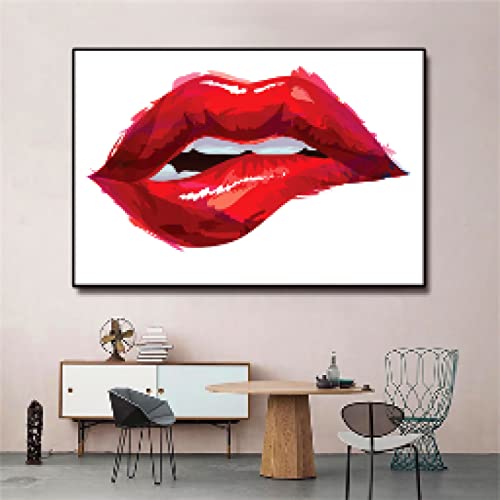 Affiche lèvres rouges sur toile pour rafraîchir un salon sombre avec un art mural éclatant