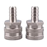 DERNORD 2 Pack Barb Female Stainless Steel Quick Disconnect - Home Brewing Connector (1/2”Barb)