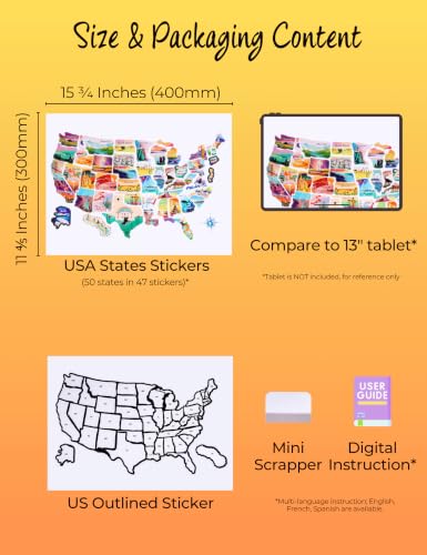 RV State Sticker Map, 11 ⅘" x 15 ¾" Visited States Travel Decals - Image 4