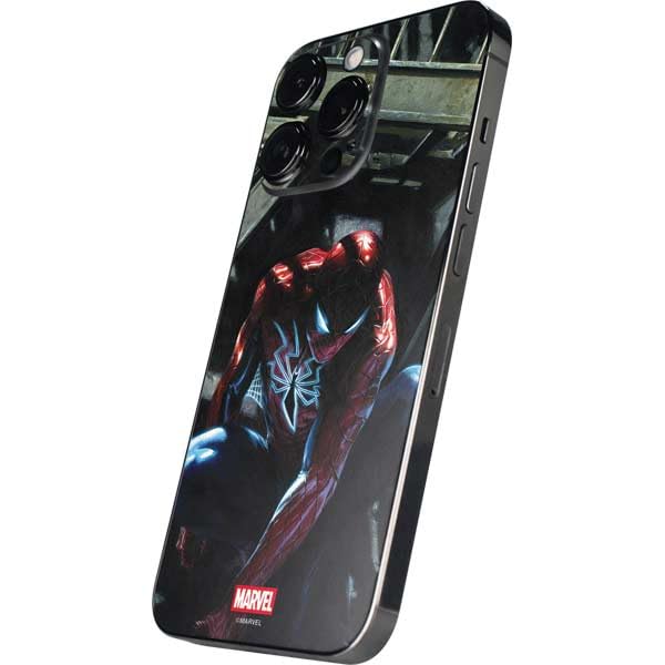 Skinit Decal Phone Skin Compatible with iPhone 16 Pro Max - Officially Licensed Marvel Spiderman New Suit Spiderman Design