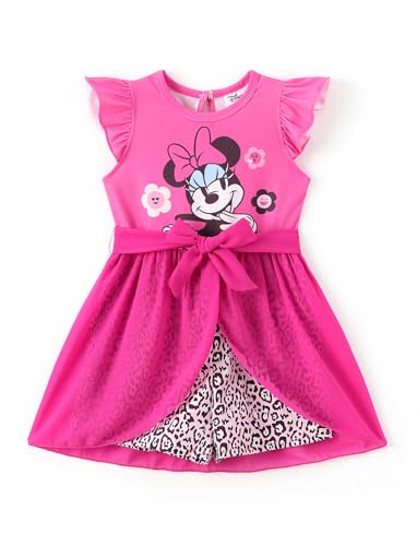 Image of Disney Princess Frozen Elsa Minnie Mouse Stitch Toddler Girl Romper With Skirt Overlay Summer Jumpsuit with Bow 2-6 Years