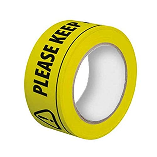 Preisvergleich Produktbild Sicherheitsabstand einhalten 2 Meter soziales Distanz-Bodenmarkierungsband, schwarzes und gelbes Bodenband im Freien - Bitte Sicherheitsabstand einhalten, 33 Meter lang. (1roll)