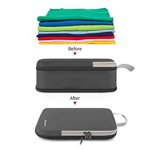 Gonex Compression Packing Cubes, 4pcs Expandable Storage Travel Luggage Bags Organizers (Deep Gray)