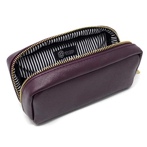 10-Bottle Essential Oil Carrying Case (5ml, 10ml, 15ml) for doterra and Young Living Bottles for Aromatherapy with Striped Lining (Plum)