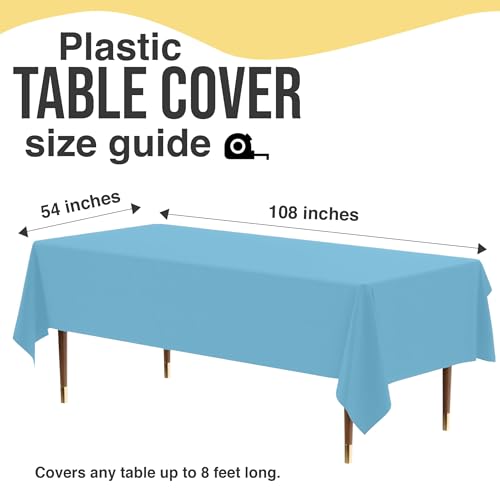 Image of Exquisite Blue Rectangle Tablecloth 54 inchx108 inch - 48 Pack | Plastic Tablecloth, Disposable Table Covers Rectangle for Parties, Weddings, Holidays & Party Supplies