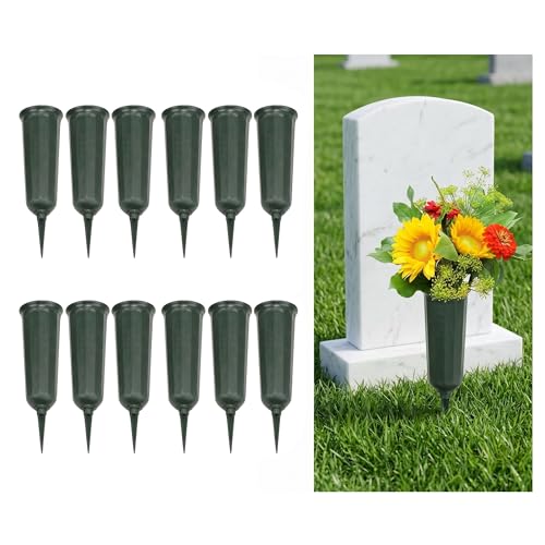 Evelots Cemetery Flower Vases Sturdy Spikes for Outdoor Grave Decor 12-Pack