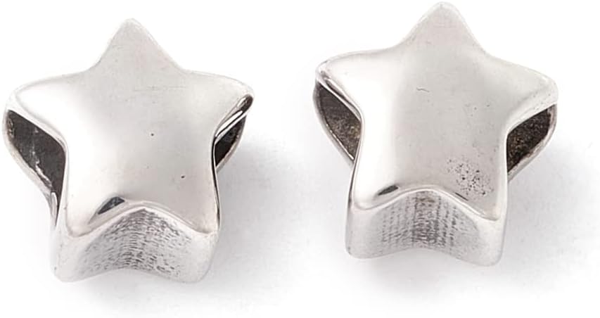 DanLingJewelry 10Pcs Silver Color Star Stainless Steel European Beads 4.5 mm Large Hole Celestial Star Spacer Beads for Jewelry Making Bracelets - Image 3