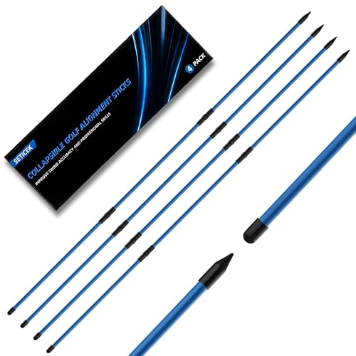 Seticek 4 Pack Golf Alignment Sticks Upgraded 40 Collapsible Alignment Stick Helps Improve Posture and Enhance Hitting Accuracy