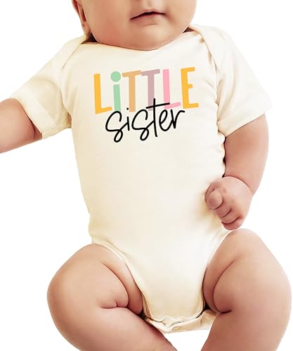 Olive Loves Apple Little Sister Baby Bodysuit for Girls Trendy Matching Sibling Baby One-Piece