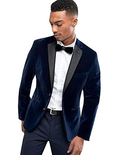 QZI Men's Suit Velvet Two Pieces Set Two Button Jacket & Pants2