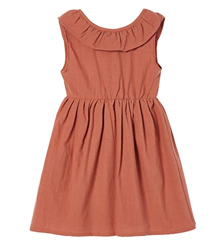 Rysly Toddler Baby Girls Cotton Linen Plaid Dress with Ruffle Back Straps and Bow Kids Casual Dress2