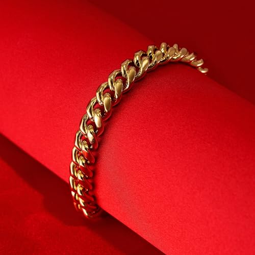 LIFETIME JEWELRY 9mm Miami Curb Cuban Link Chain Bracelet 24k Real Gold Plated4