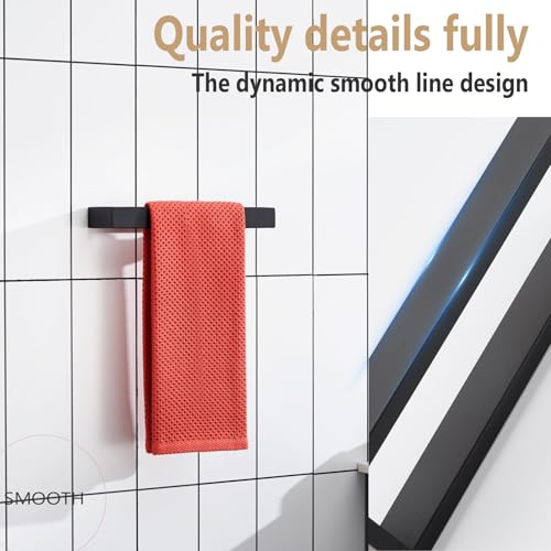 Image of KOKOSIRI Towel Bar Matte Black Hand Towel Holder 12-Inch Kitchen Rack Stainless Steel for Bathroom Hardware Wall Mounted, 1 Pack B4008BK-L12