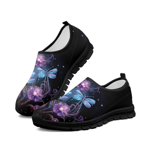 Women Butterfly Shoes Casual Slip On Walking Shoes Lightweight Breathable Athletic Running Shoes Low Top Flat Work Loafers