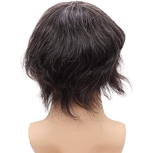 Miniatura 6 de Toupee - Sistema de reemplazo de cabello humano virgen europeo de 5 x 7 pulgadas, postizo para hombre, con poliuretano duradero alrededor de