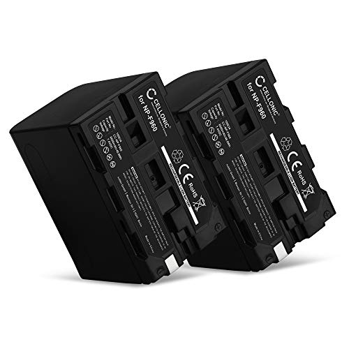 CELLONIC® 2X Batería de Repuesto NP-F930 NP-F950 NP-F960 NP-F970 per Sony HXR-NX100 NX5 HXR-MC2500 HDR-FX7 FX1 FX1000 HVR-Z1 HVR-HD1000 DSR-PD150 PD170 DCR-VX2100 6600mAh Accu Sustitución Camara