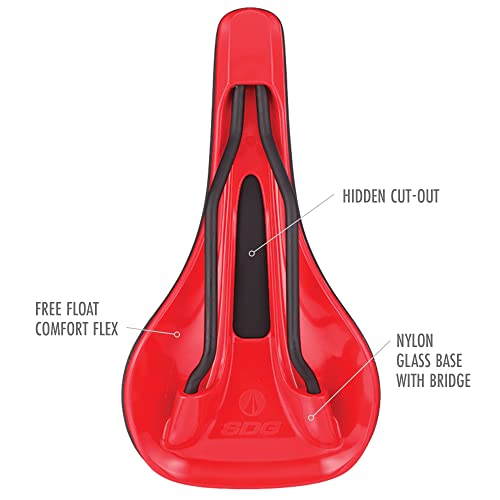 SDG Bel Air 3.0 Max Lux-Alloy Saddle - Black/Red, 260 x 140 mm - High-Comfort Trail & e-MTB Seat with Deep Channel & Extra Support - Image 3