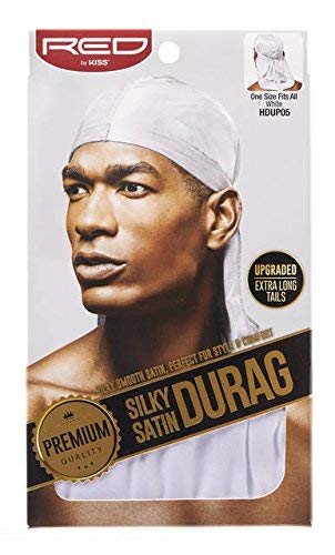 RED BY KISS Premium Silky Satin DURAG Men's Cap Doo RAG (White)