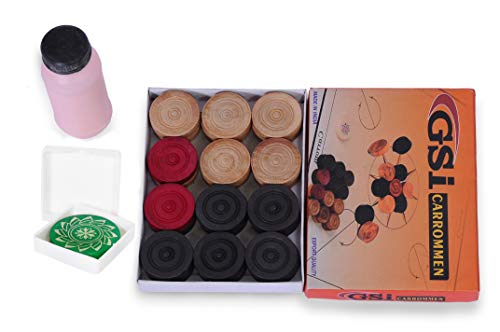 Image of GSi Superior Matte Finish Practice Carrom Board for Serious Professional Practice with Coins Striker and Boric Powder, Beige (x-Large 33 Inch 8mm)