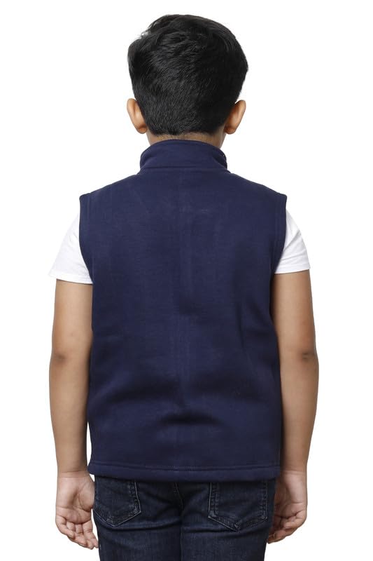 Image of IndiWeaves Boys Solid Fleece Warm Sleeveless Jackets for Winters (Pack of 2) Black::Grey