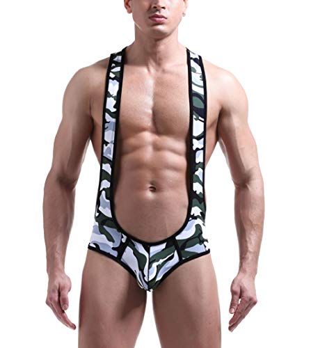 ASO-SLING Men's Sexy Bodysuit Breathable Undershirt Underwear Jumpsuit Body Shaper