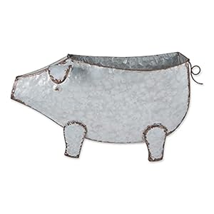 DII Galvanized Planter Collection Wall Hanging, Pig, 16.75x3.75x10.75, Iron DII Galvanized Planter Collection Wall Hanging Pig 1675x375x1075 Iron