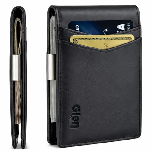 Glen Slim Leather Bifold Wallet with Inside Money Clip | RFID Blocking | Holds Cards & Cash Securely | Lightweight & Stylish Wallet for Men