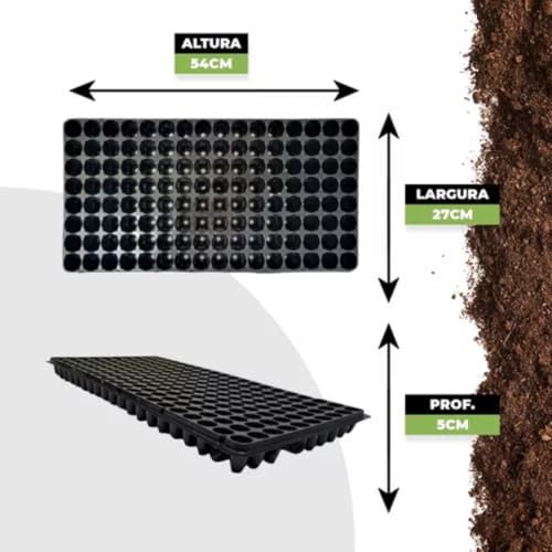 Kit Bandeja Sementeira para Cultivo 200 Células Quadrada Nutriplan - 5 Unidades