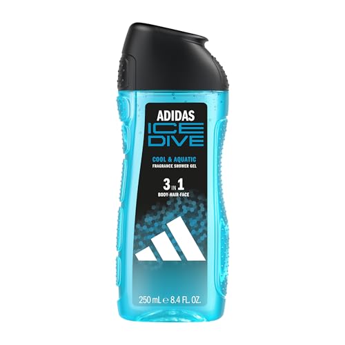 adidas Gel de ducha 3 en 1 Ice Dive para él, aroma fresco y acuático, 250 ml