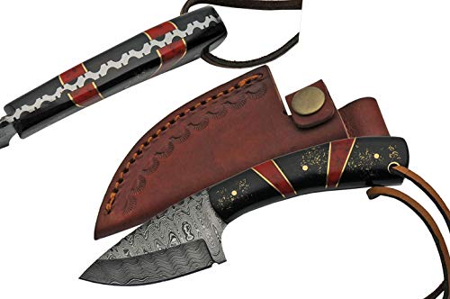 Szco Supplies Damascus Steel Red/Black Hunting Knife, 7.25 inches