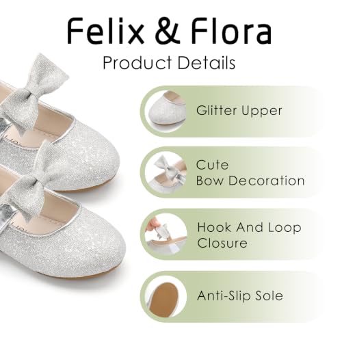 Image of Felix & Flora Toddler Flower Girl Dress Shoes - Girl Ballet Flats Party School Shoes Wedding