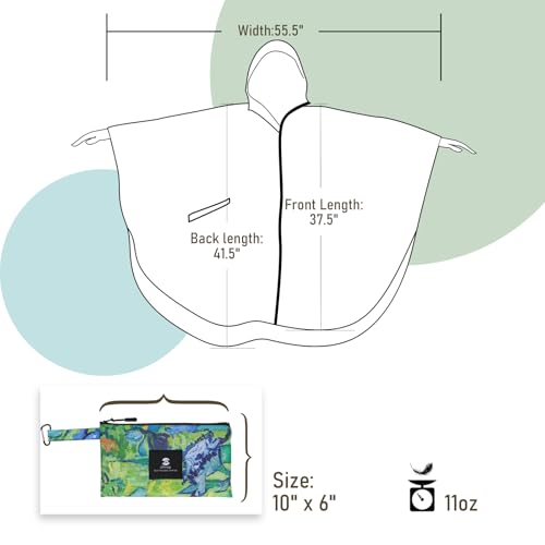 Image of SaphiRose Adult Rain Poncho Waterproof Hooded Zipper Raincoat with Pockets | OEKO-TEX Certified 100% Polyester, Lightweight Packable Storage Pouch, Heat-Sealed Seams, Quick-Dry for Outdoor Hiking