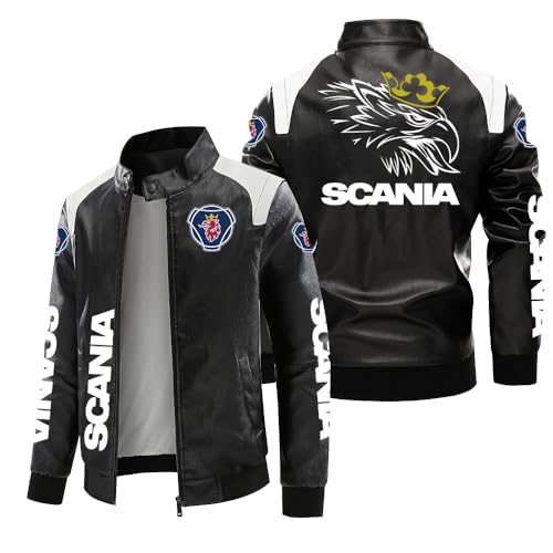 Blouson aviateur Scania en similicuir - Veste élégante pour homme pour les sorties et club auto