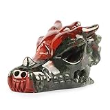 SMQ 2' African Bloodstone Crystal Dragon Head Skull Statue Hand Carved Gemstone Realistic Dragons...