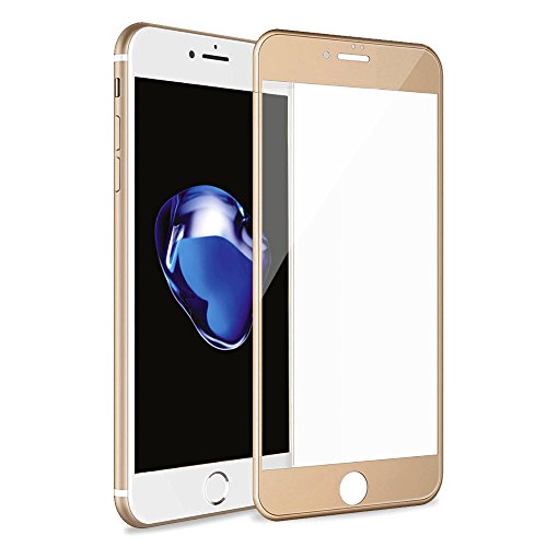 Betemp iPhone 8 Plus/iPhone 7 Plus 3D Full Coverage Tempered Glass, [PET Frame][Edge to Edge Crash Protection] Curved [Scratch Proof][Bubble Free] Screen Protector for Apple iPhone 8 Plus/7 Plus- Gold