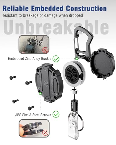 1 Stück Schwerlast ausziehbarer Schlüsselanhänger, unzerbrechliches eingebettetes Gehäuse mit 78cm Dyneema-Seil, sicherem Magnetverschluss für Herren, Tragkraft 709g