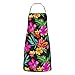 Delantales de cocina hawaianos con estampado de flores para mujer, delantal de cuello con bolsillo, delantales de cocina para cocina, horno, jardinería, unisex