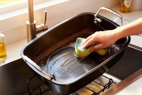 image for PinAmigos Large Nonstick Roasting Pan with Rack (17x13 Inch) -Turkey R