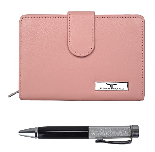 Image of URBAN FOREST Timmy Rose Pink Leather Wallet & Pen Combo Gift Set for Women