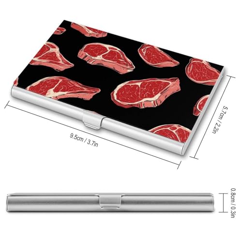 Meat Red Steaks Business Card Holder Slim Credit Case Pocket Name Case Wallet for Men Women2
