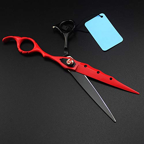 Tijeras de peluquería Profesionales de Acero Rojo de 7 Pulgadas para Cortar el Cabello. Juego de Tijeras de entresacar para barbería.
