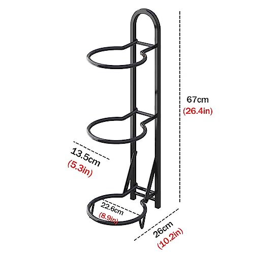 Support de rangement vertical en acier noir durable pour trois ballons - 2