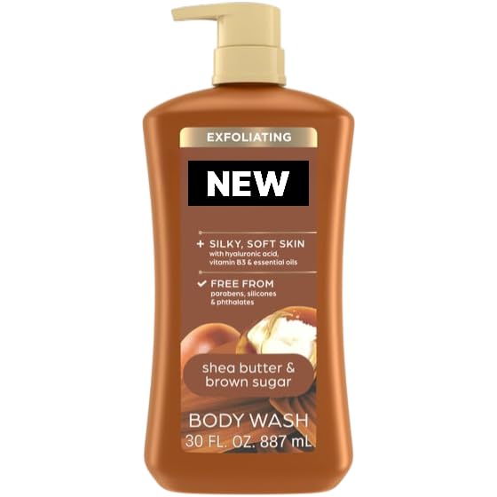 Carress Exfoliating Body Wash for Women with Shea Butter Brown Sugar Gentle Daily Scrub Shower Gel for All